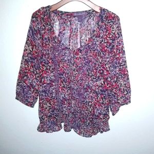 Gloria Vanderbilt 1X Purple Peasant Top Plus